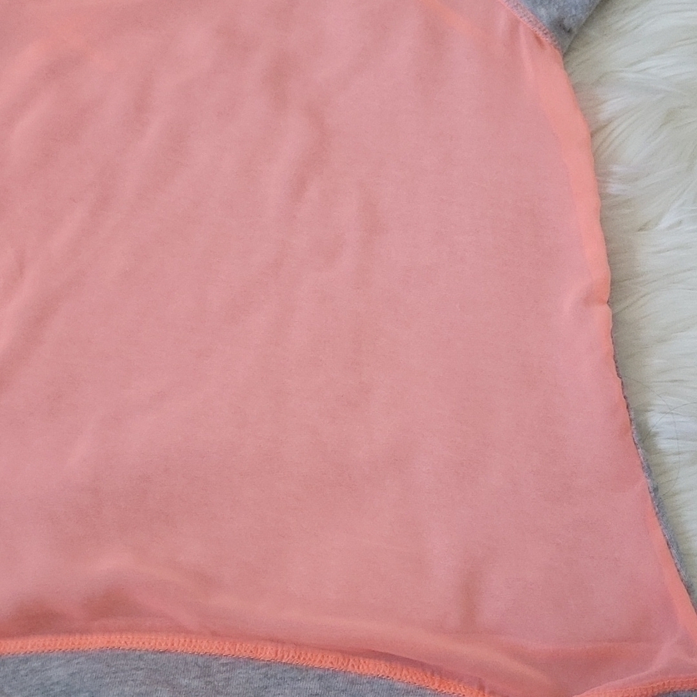 Maurices mixed material heather gray and hot coral colored sheer back tee - Picture 12 of 15